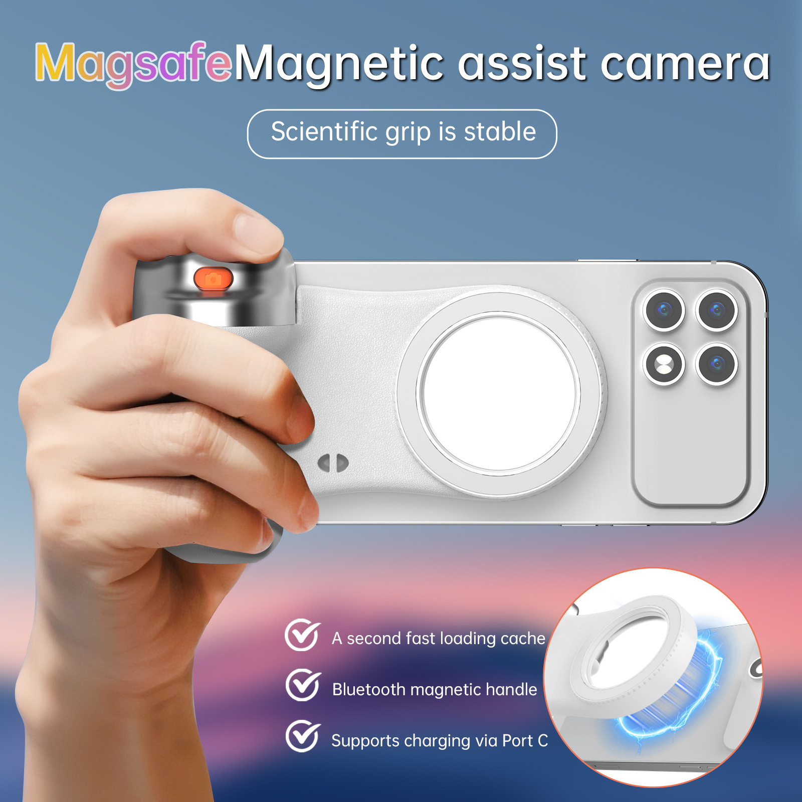 Photography Lighting Assistant - Pegangan stabilisasi video fotografi Bluetooth magsafe