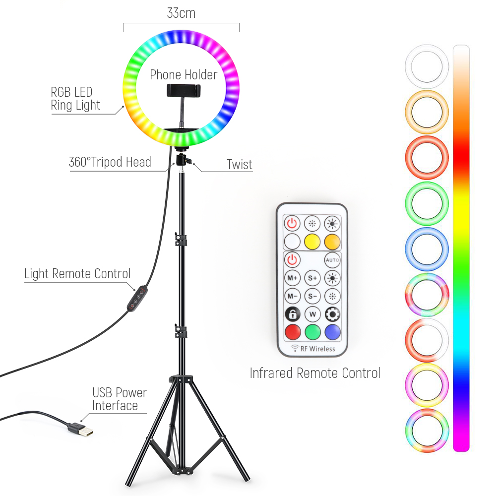 Photography Lighting Set Up - Lampu Cincin Swafoto Led RGB 13