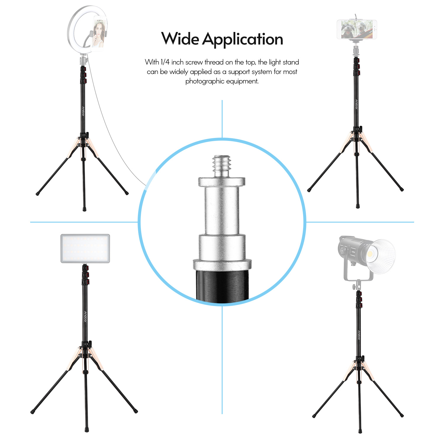 Andoer 190cm/74.8 inci portabe - Photography Lighting Design ulasan dan harga