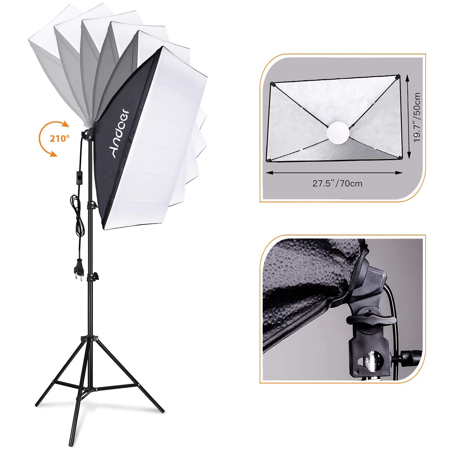 Set Pencahayaan Softbox Andoer - Photography Lighting Set Up ulasan dan harga